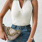 Summer V-Neck Ribbed Knit Crop Top - Sleeveless Turndown Collar in 10 Colors